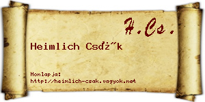 Heimlich Csák névjegykártya